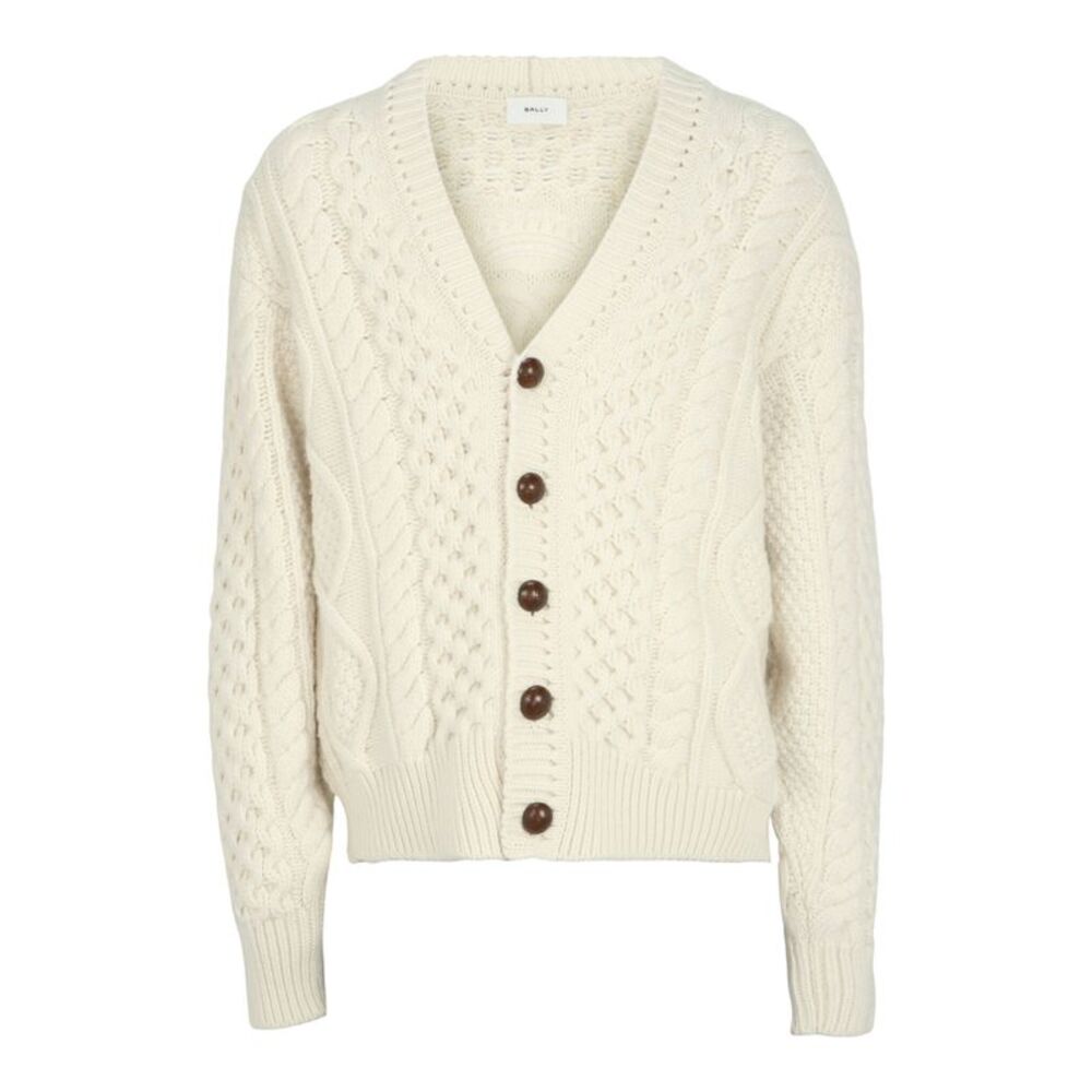 Bally Cable Knit Cardigan Ivory Mens